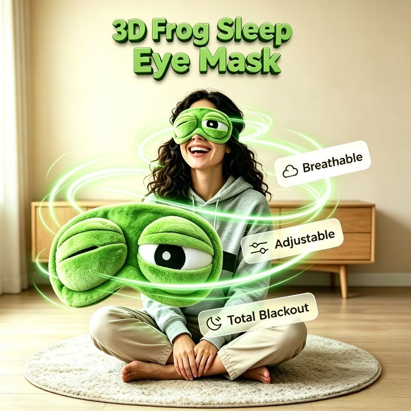 Eye Mask Sleep Travel - Funny 3D Frog Sleep Eye Mask