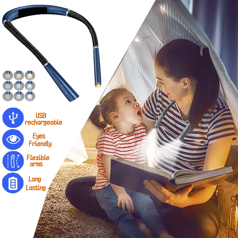Book Light Flexible - LED Reading Neck Lights USB Rechargeable