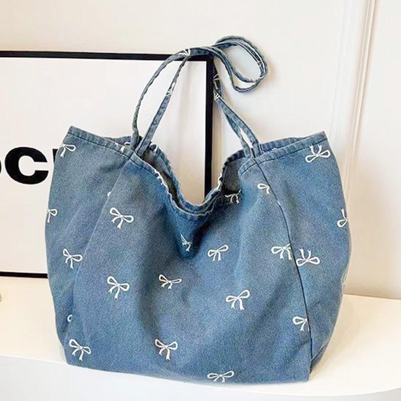 Ladies Bow Decor Denim Canvas  - Travel Accessories Tech review and price