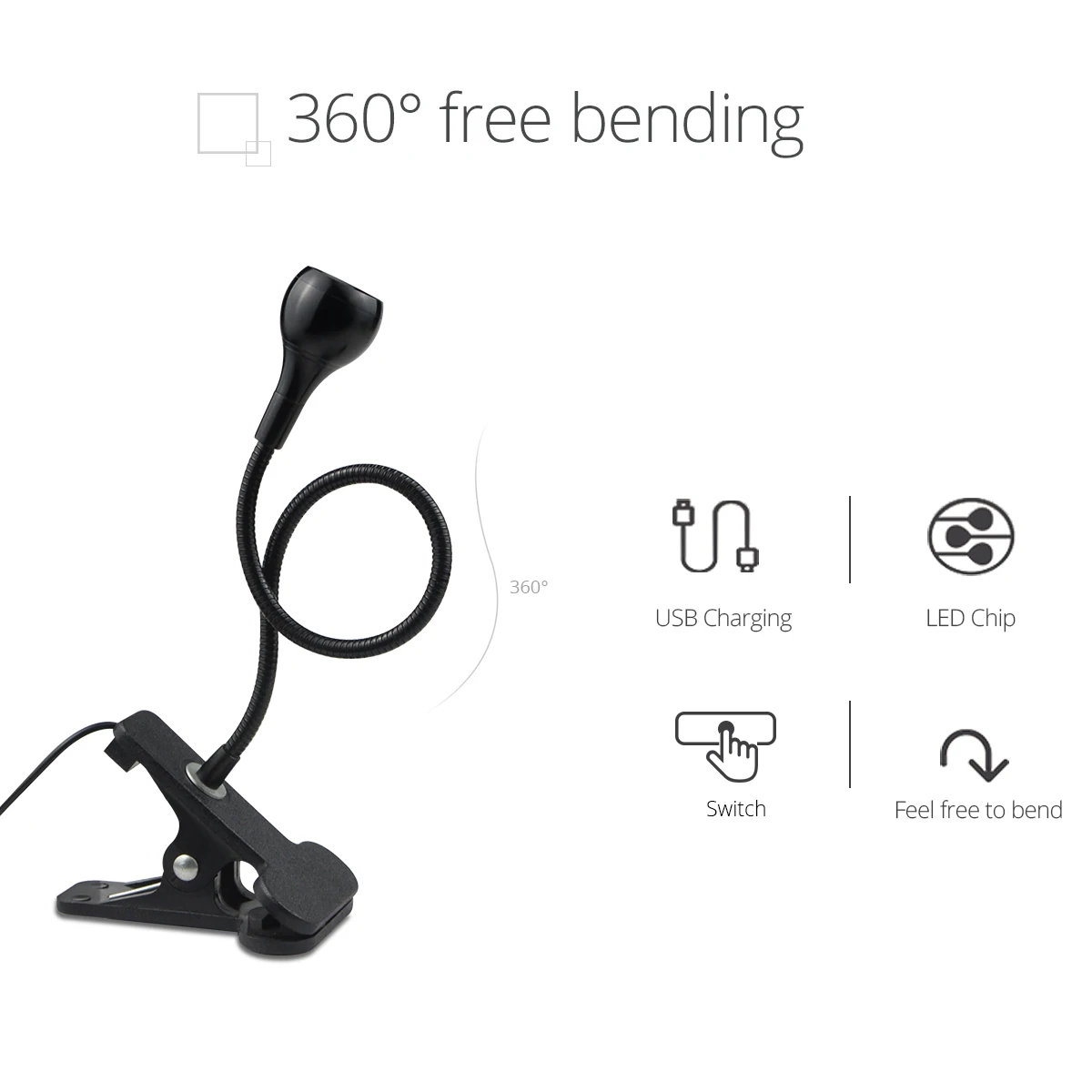 1-10Pcs Clip-On Light USB Powe - Book Light Flexible review and price