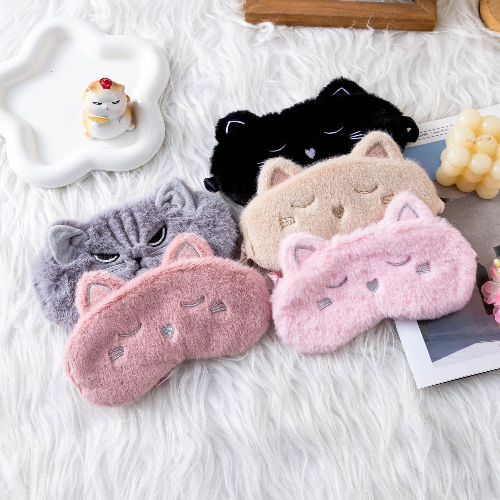 Ins Cute Cat Plush Sleep Mask  - Eye Mask Sleep Travel review and price