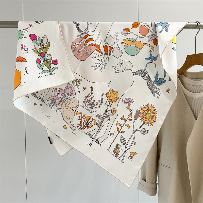 AB Faced Print Silk Scarf 18MM - Travel Accessories Neck review and price