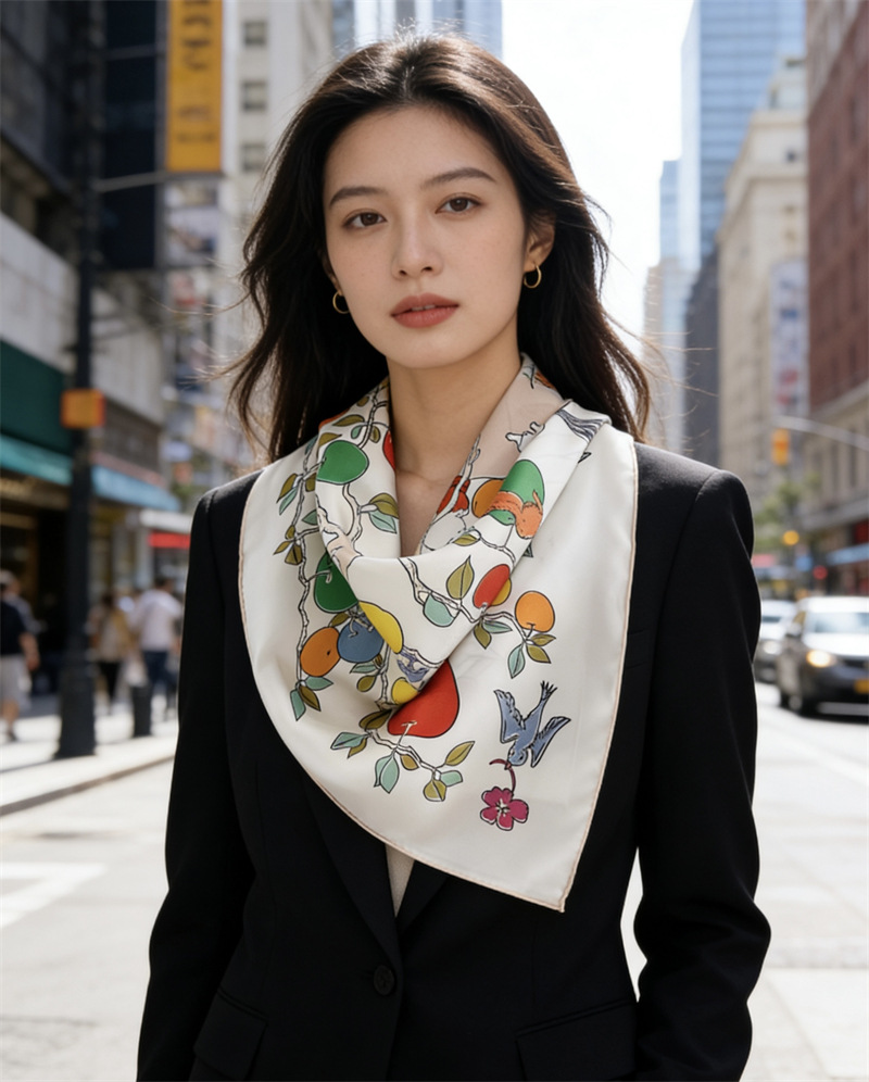 AB Faced Print Silk Scarf 18MM - Travel Accessories Neck review and price