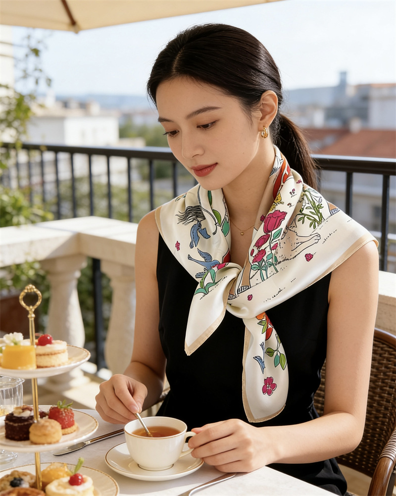 Horse Silk Scarf Women Spring  - Travel Accessories Neck review and price