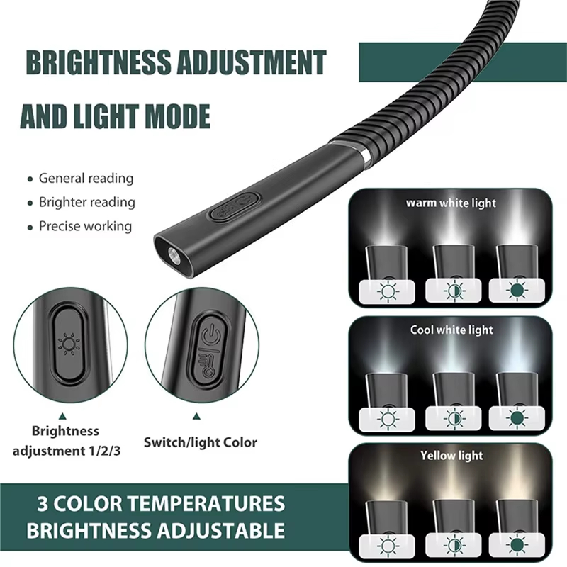 LED Reading Neck Lights USB Re - Book Light Flexible review and price
